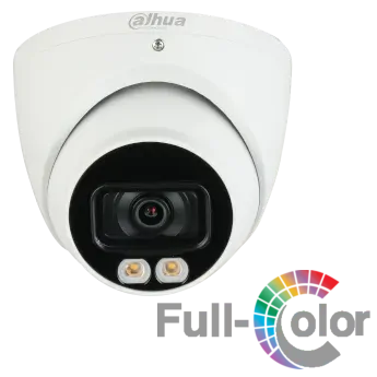 Cámara Dahua IP domo Full-Color con inteligencia artificial 4MP 2.8mm LED 17m PoE IP67 Soporta Micro SD