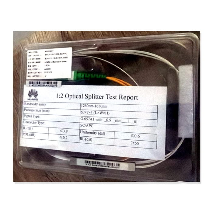 Huawei Splitter PLC 1x2 Even SC/APC – Bare/Open End (60×7×4 mm)