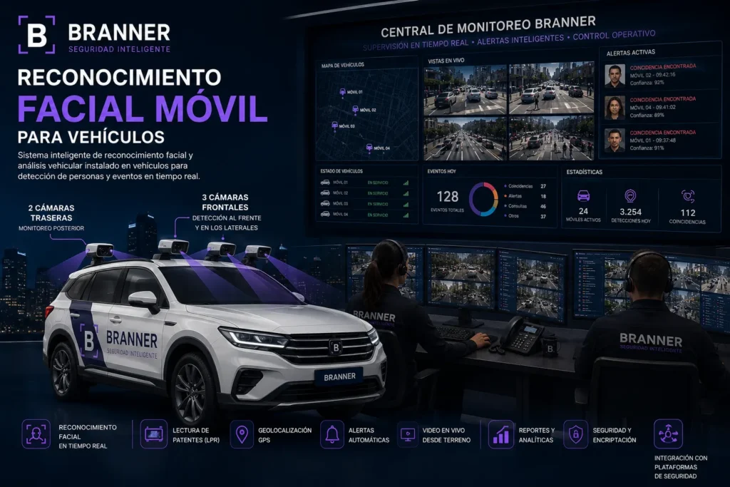 Reconocimiento Facial Móvil para Vehículos Cámaras IA Vehiculares Branner Chile