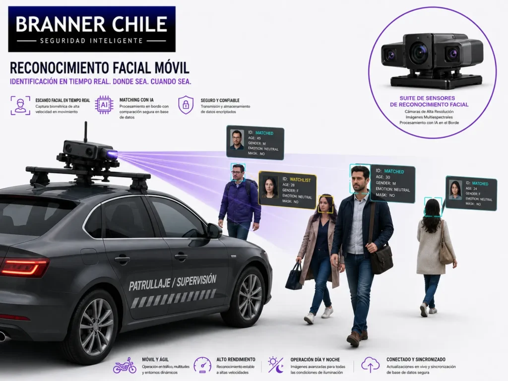 Reconocimiento Facial Móvil para Vehículos Cámaras IA Vehiculares Branner Chile